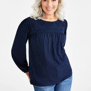 Style & Co Women's Lace Knit Cotton Blouse - 3X NWT